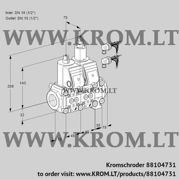 Kromschroder VCS 1E15R/15R05NLVWR6/PPPP/PPPP, 88104731 double solenoid valve, 88104731