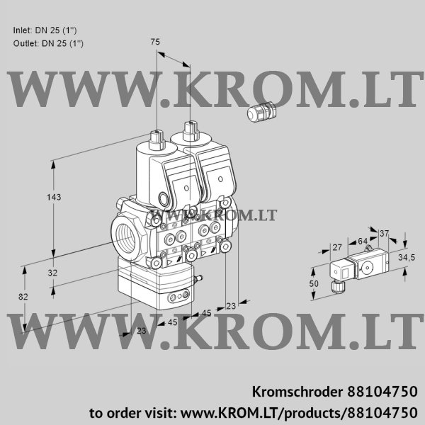 Kromschroder VCD 1E25R/25R05D-25NQR/2-PP/PPPP, 88104750 pressure regulator, 88104750