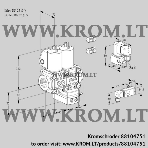 Kromschroder VCD 1E25R/25R05ND-100WL3/PPZY/2--3, 88104751 pressure regulator, 88104751