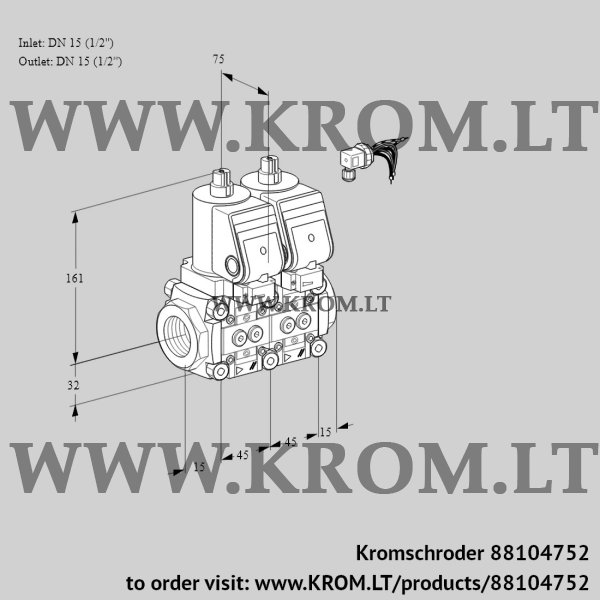 Kromschroder VCS 1E15R/15R05NNWSR/PPPP/PPPP, 88104752 double solenoid valve, 88104752