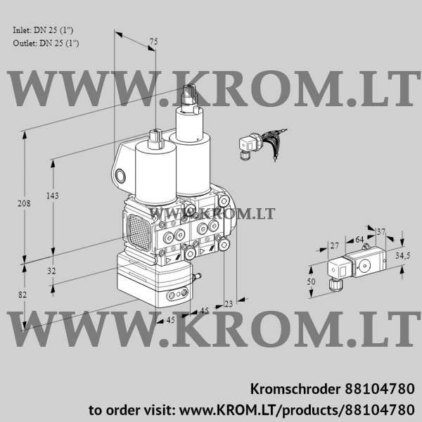 Kromschroder VCD 1E25R/25R05FD-25LWL/PPPP/2-PP, 88104780 pressure regulator, 88104780