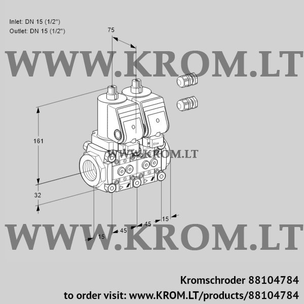 Kromschroder VCS 1E15R/15R05NNQSR3/PPPP/PPPP, 88104784 double solenoid valve, 88104784