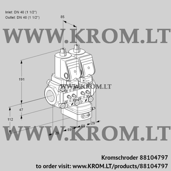 Kromschroder VCG 2T40N/40N05NGAQSR/MMMM/PPPP, 88104797 air/gas ratio control, 88104797