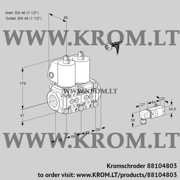 Kromschroder VCS 2E40R/40R05NNKL/PPPP/2-PP, 88104803 double solenoid valve, 88104803