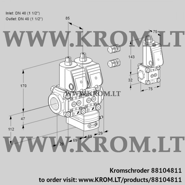 Kromschroder VCG 2E40R/40R05NGEWR3/PPPP/PPZS, 88104811 air/gas ratio control, 88104811