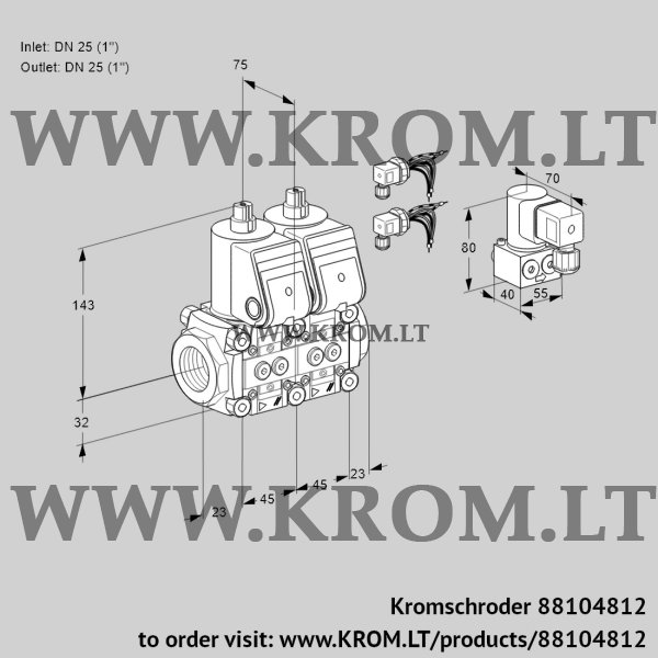 Kromschroder VCS 1E25R/25R05NNWR6/PPPP/BYPP, 88104812 double solenoid valve, 88104812