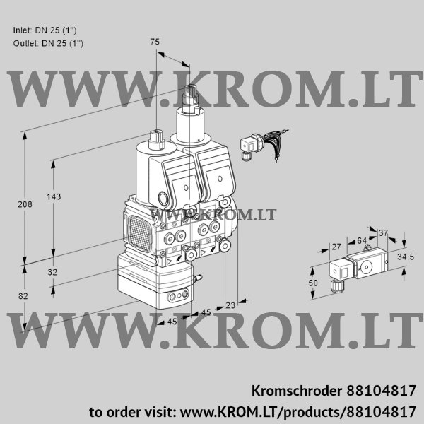 Kromschroder VCD 1E25R/25R05FD-25LWR/2-PP/PPPP, 88104817 pressure regulator, 88104817