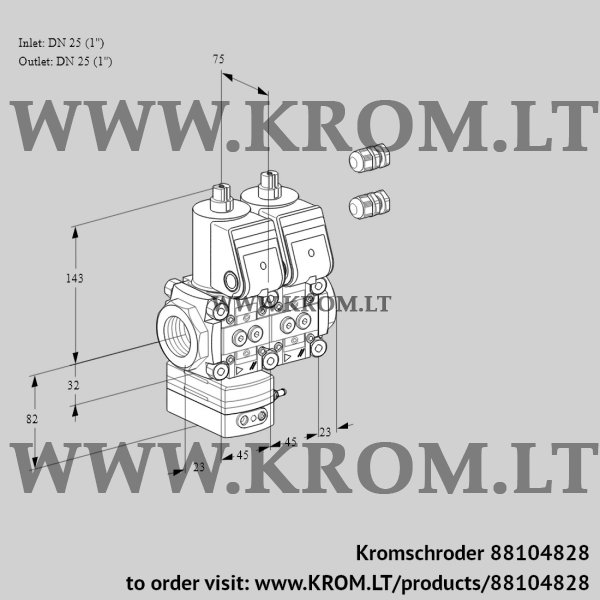 Kromschroder VCD 1E25R/25R05D-25NWR3/PPPP/PPPP, 88104828 pressure regulator, 88104828