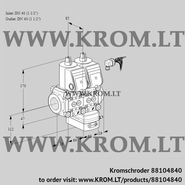 Kromschroder VCD 2E40R/40R05ND-50QR/PPPP/PPPP, 88104840 pressure regulator, 88104840