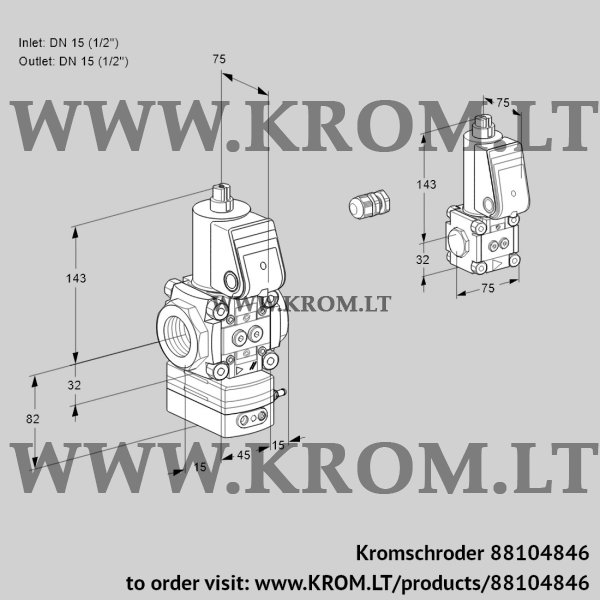 Kromschroder VAG 1E15R/15R05GEQR/PP/BS, 88104846 air/gas ratio control, 88104846