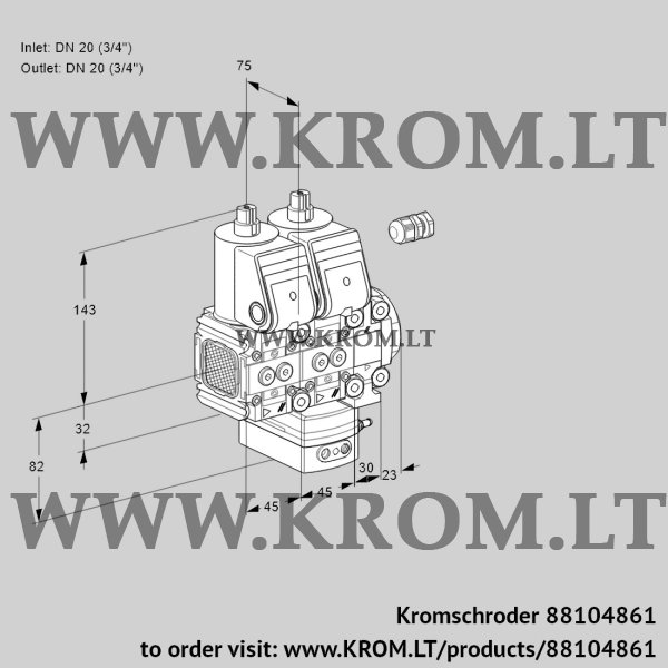 Kromschroder VCD 1E20R/20R05FND-25VWR/PPPP/PPPP, 88104861 pressure regulator, 88104861