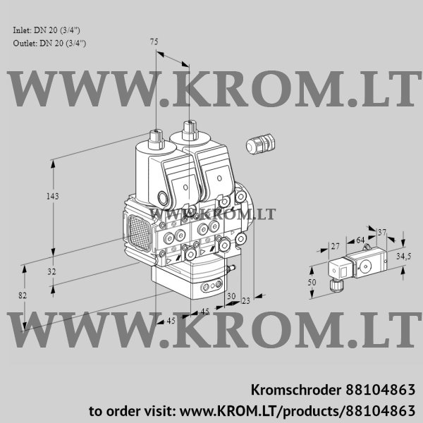 Kromschroder VCD 1E20R/20R05FND-25VWR/PP3-/PPPP, 88104863 pressure regulator, 88104863