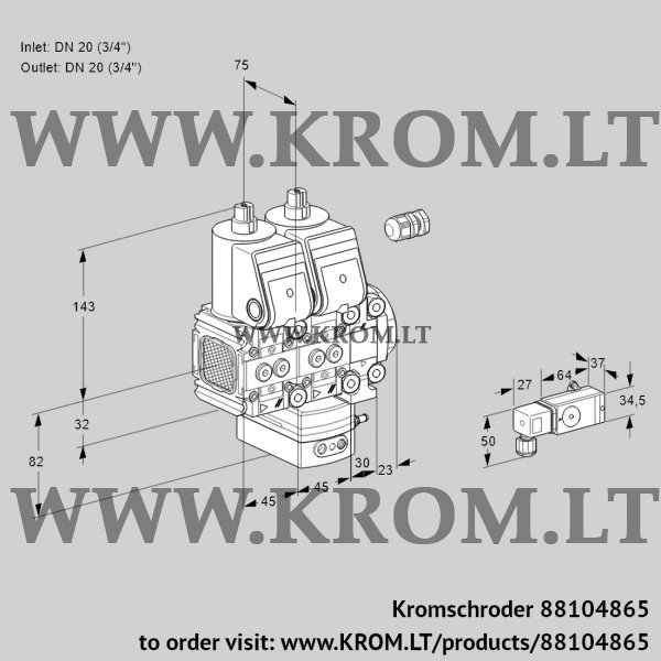 Kromschroder VCD 1E20R/20R05FND-25VWR/PP3-/3-PP, 88104865 pressure regulator, 88104865