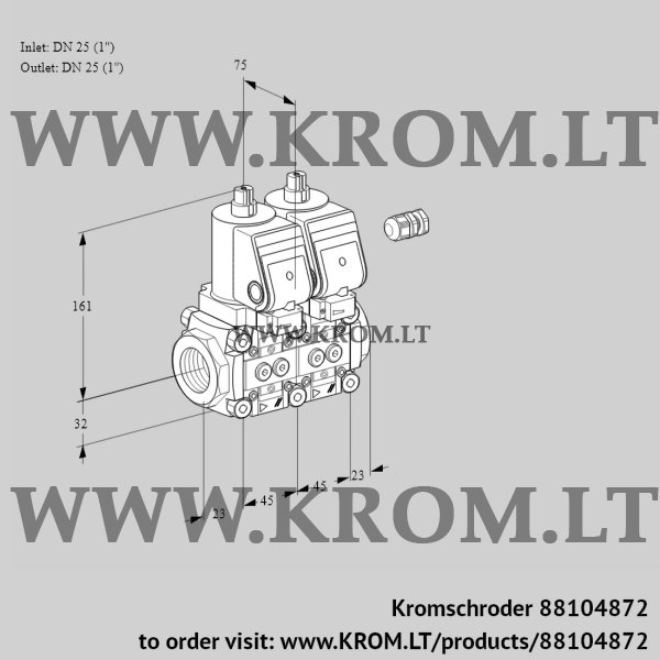 Kromschroder VCS 1E25R/25R05NNWGR/PPPP/PPPP, 88104872 double solenoid valve, 88104872