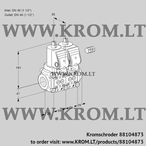 Kromschroder VCS 2E40R/40R05NNWGR/PPPP/PPPP, 88104873 double solenoid valve, 88104873