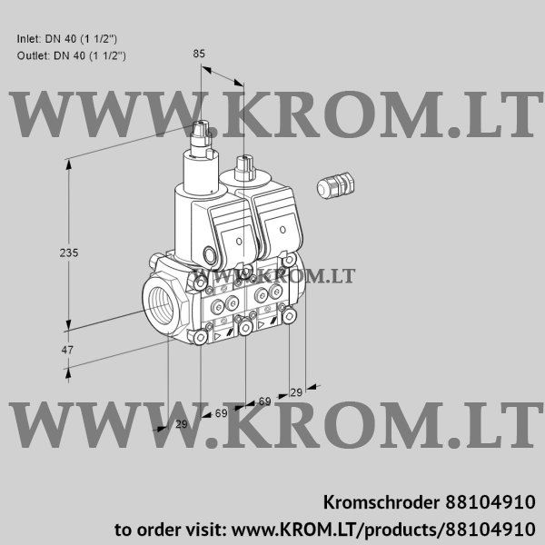 Kromschroder VCS 2E40R/40R05LNWR/PPPP/PPPP, 88104910 double solenoid valve, 88104910