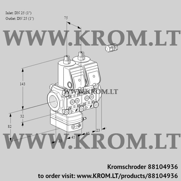 Kromschroder VCD 1E25R/25R05D-25NWR/PPPP/PPPP, 88104936 pressure regulator, 88104936