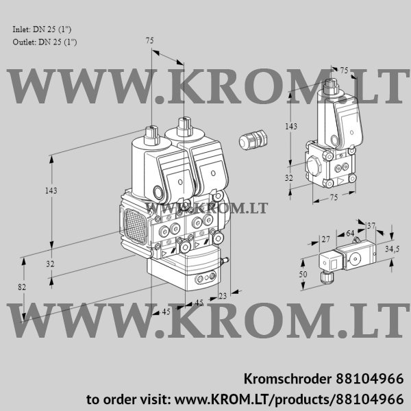 Kromschroder VCG 1E25R/25R05FNGEWR/2-PP/BSPP, 88104966 air/gas ratio control, 88104966