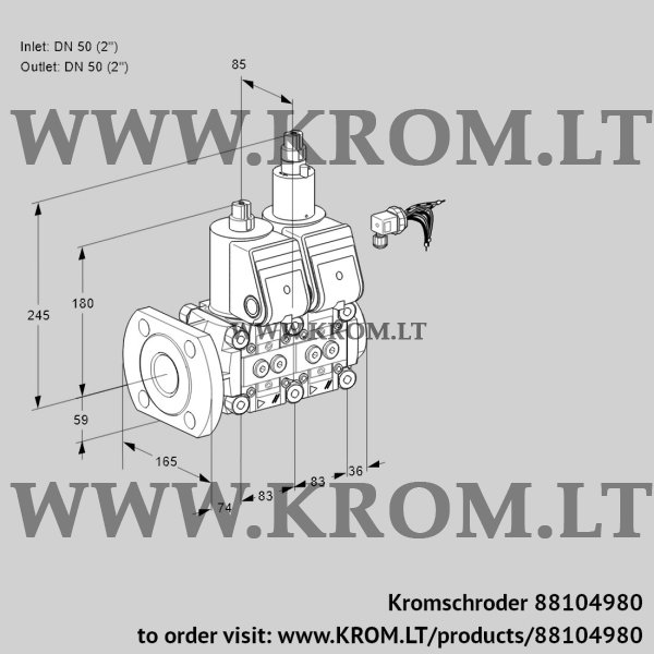 Kromschroder VCS 3E50F/50R05NLWR/PPPP/PPPP, 88104980 double solenoid valve, 88104980