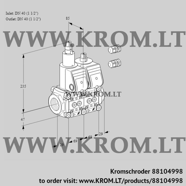 Kromschroder VCS 2E40R/40R05LNKR3/PPPP/PPPP, 88104998 double solenoid valve, 88104998