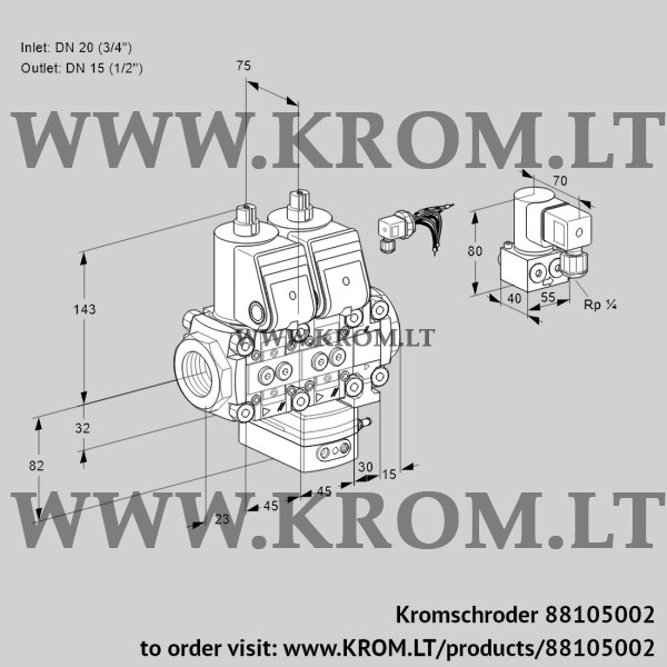 Kromschroder VCG 1E20R/15R05NGEVWR/PPPP/PPZY, 88105002 air/gas ratio control, 88105002