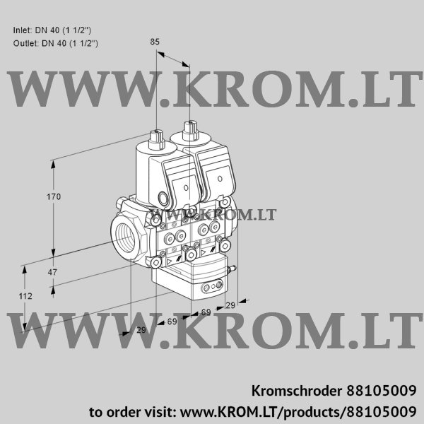 Kromschroder VCG 2T40N/40N05NGAQR/PPPP/PPPP, 88105009 air/gas ratio control, 88105009