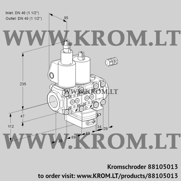 Kromschroder VCH 2E40R/40R05LHEVWL/PPPP/PPPP, 88105013 flow rate regulator, 88105013