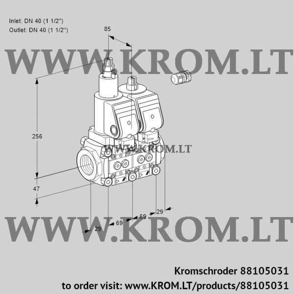 Kromschroder VCS 2E40R/40R05LNWGR/PPPP/PPPP, 88105031 double solenoid valve, 88105031