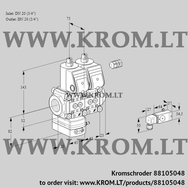 Kromschroder VCG 1E20R/20R05GNNWR/2-PP/PPPP, 88105048 air/gas ratio control, 88105048