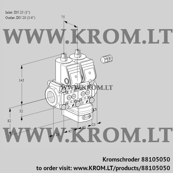 Kromschroder VCD 1E25R/20R05ND-50WR/PPPP/MMPP, 88105050 pressure regulator, 88105050