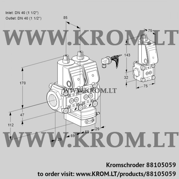 Kromschroder VCG 2E40R/40R05NGEWR/PPPP/PPZS, 88105059 air/gas ratio control, 88105059