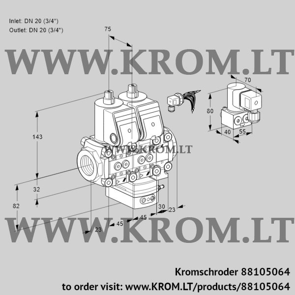 Kromschroder VCH 1E20R/20R05NHEVWR/PPPP/PPBY, 88105064 flow rate regulator, 88105064