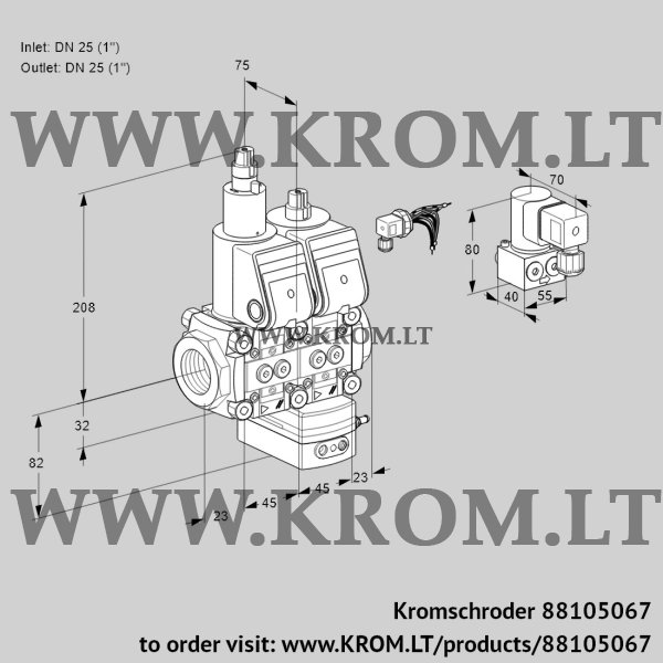 Kromschroder VCG 1E25R/25R05LGEWR/PPPP/PPBY, 88105067 air/gas ratio control, 88105067