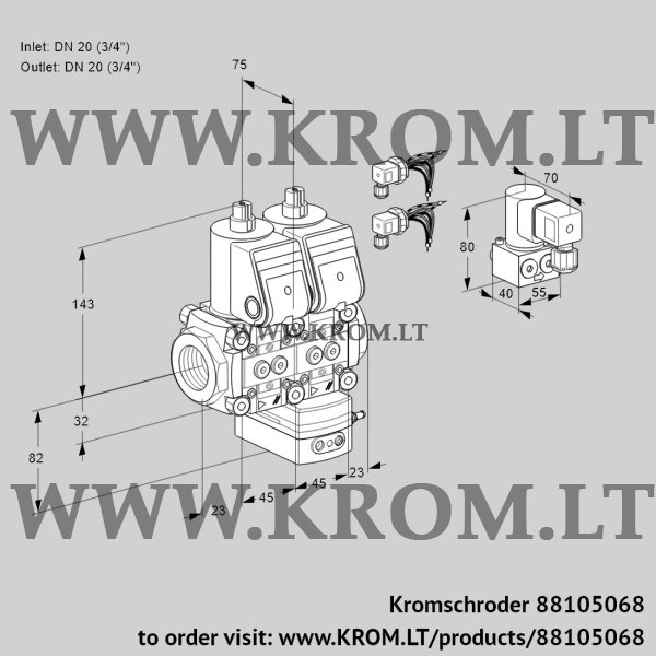 Kromschroder VCG 1E20R/20R05NGEWR6/PPPP/PPBY, 88105068 air/gas ratio control, 88105068