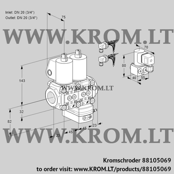 Kromschroder VCG 1E20R/20R05NGEWL6/PPBY/PPPP, 88105069 air/gas ratio control, 88105069