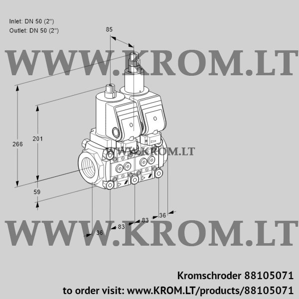 Kromschroder VCS 3T50N/50N05NLWGR/PPPP/PPPP, 88105071 double solenoid valve, 88105071