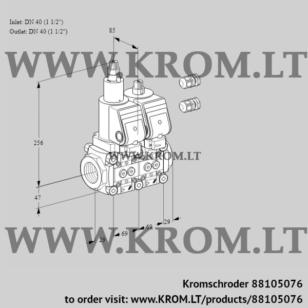 Kromschroder VCS 2E40R/40R05LNWGR3/PPPP/PPPP, 88105076 double solenoid valve, 88105076