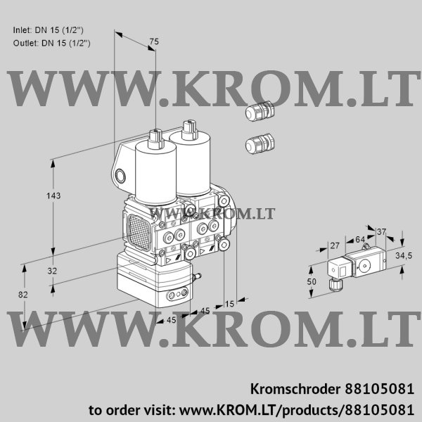 Kromschroder VCD 1E15R/15R05FD-25NWL3/PPPP/2-PP, 88105081 pressure regulator, 88105081