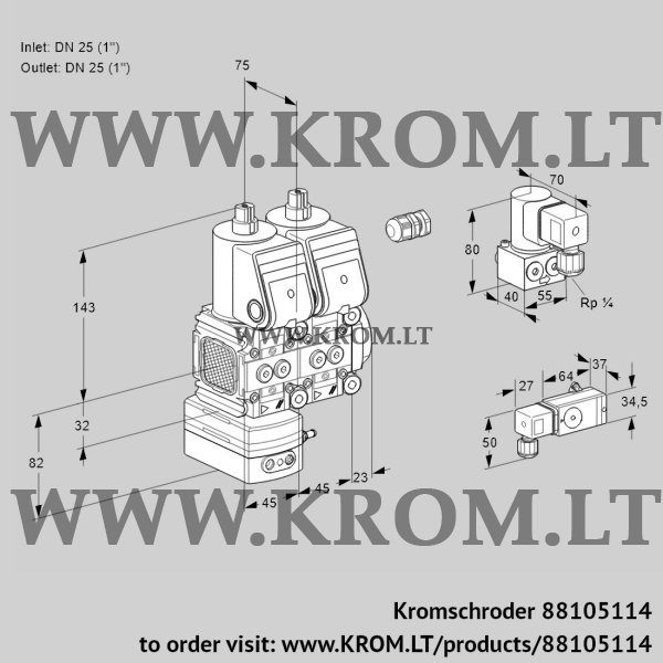 Kromschroder VCD 1E25R/25R05FD-100NQR/PP-4/2-ZY, 88105114 pressure regulator, 88105114