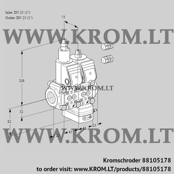 Kromschroder VCD 1E25R/25R05LD-100WR3/PPPP/PPPP, 88105178 pressure regulator, 88105178