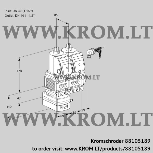 Kromschroder VCV 2E40R/40R05FVKNWR/PPPP/PPPP, 88105189 air/gas ratio control, 88105189