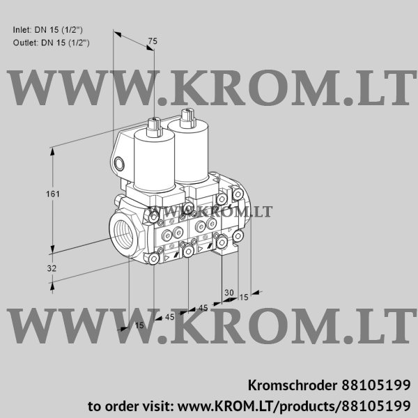 Kromschroder VCS 1T15N/15N05NNVQSL/PPPP/PPPP, 88105199 double solenoid valve, 88105199