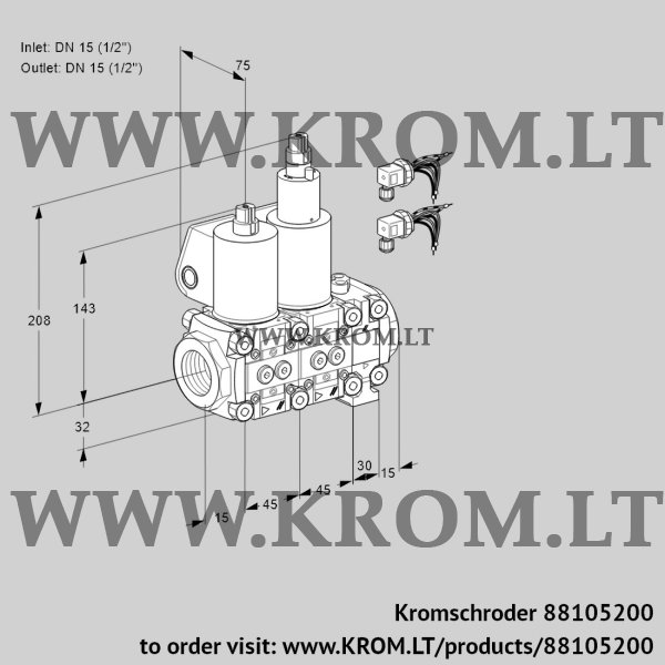 Kromschroder VCS 1E15R/15R05NLVQL6/PPPP/PPPP, 88105200 double solenoid valve, 88105200