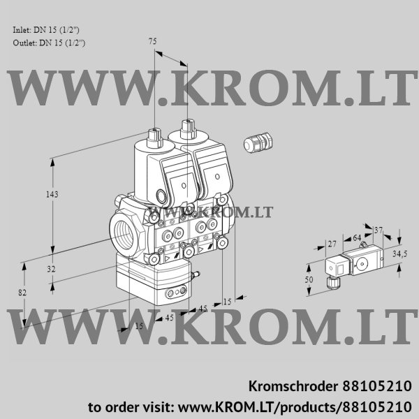 Kromschroder VCD 1E15R/15R05D-100NWR/PP2-/PPPP, 88105210 pressure regulator, 88105210