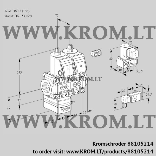 Kromschroder VCD 1E15R/15R05D-100NWR/-2PP/PPZY, 88105214 pressure regulator, 88105214