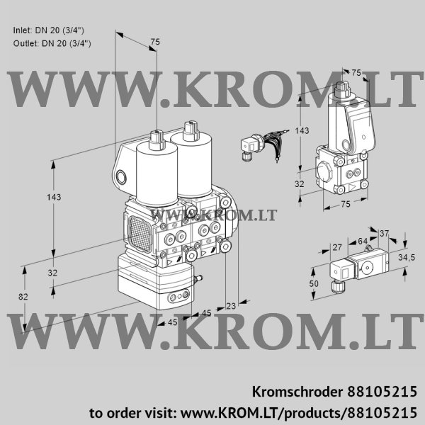 Kromschroder VCD 1E20R/20R05FD-50NWL/PPZS/2-PP, 88105215 pressure regulator, 88105215