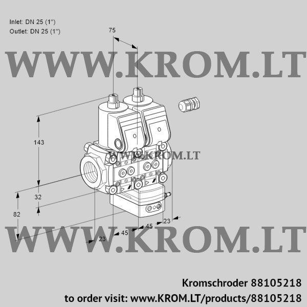 Kromschroder VCH 1E25R/25R05NHEWR/PPPP/PPPP, 88105218 flow rate regulator, 88105218