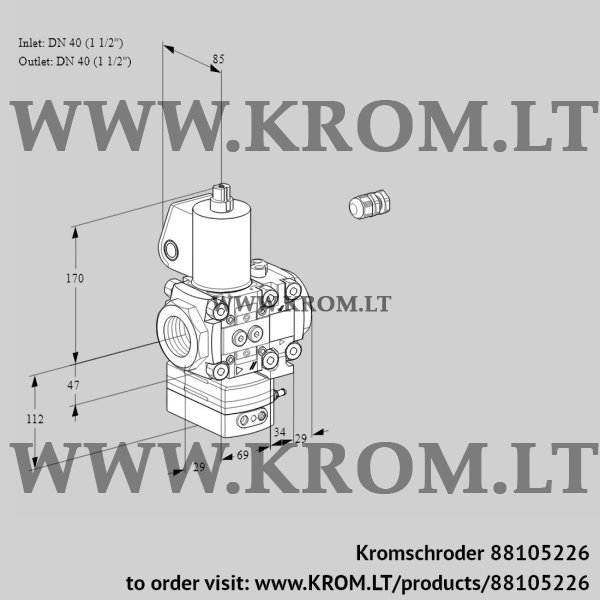 Kromschroder VAH 2E40R/40R05HEVWL/PP/MM, 88105226 flow rate regulator, 88105226