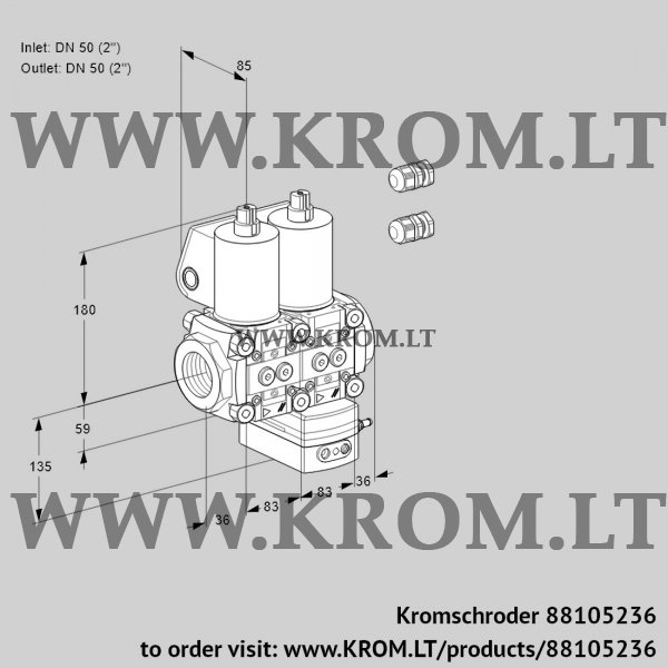 Kromschroder VCH 3E50R/50R05NHEWL3/PPPP/PPPP, 88105236 flow rate regulator, 88105236