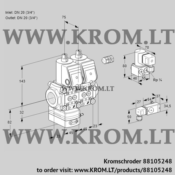 Kromschroder VCD 1E20R/20R05D-100NWR/-2PP/PPZY, 88105248 pressure regulator, 88105248